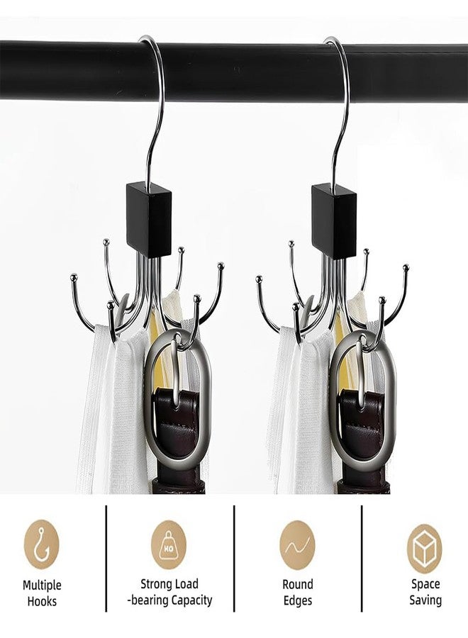 ANZAILALA 2pcs Belt Organiser for Wardrobe, 360 Degree Rotatable Multipurpose Hanger Organizer with 6 Hooks, Stainless Steel Wardrobe Organiser for Belt, Tank Top, Tie, Scarf, Hat and Purse - Image 4